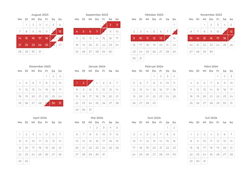 Website Buchungskalender